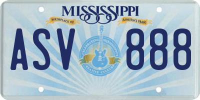 MS license plate ASV888