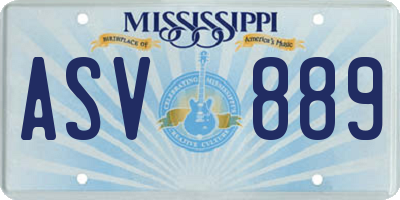 MS license plate ASV889