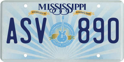 MS license plate ASV890