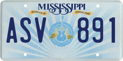 MS license plate ASV891