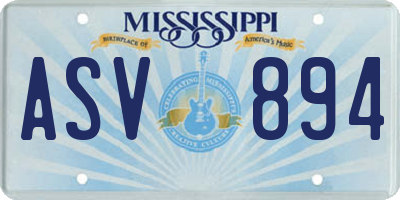 MS license plate ASV894