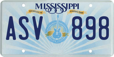 MS license plate ASV898