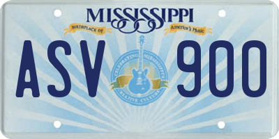 MS license plate ASV900