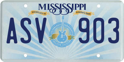 MS license plate ASV903