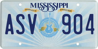 MS license plate ASV904