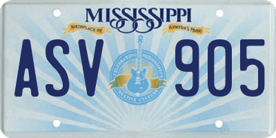 MS license plate ASV905