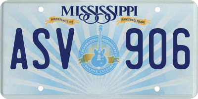 MS license plate ASV906