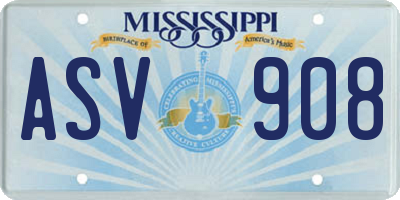 MS license plate ASV908