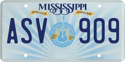 MS license plate ASV909
