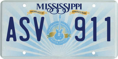 MS license plate ASV911