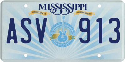 MS license plate ASV913