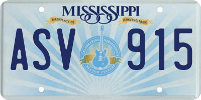 MS license plate ASV915