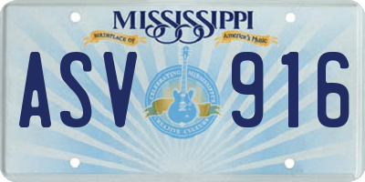 MS license plate ASV916