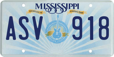 MS license plate ASV918