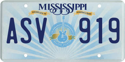 MS license plate ASV919