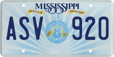 MS license plate ASV920