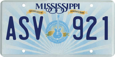 MS license plate ASV921