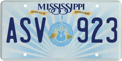 MS license plate ASV923