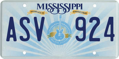 MS license plate ASV924