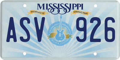 MS license plate ASV926