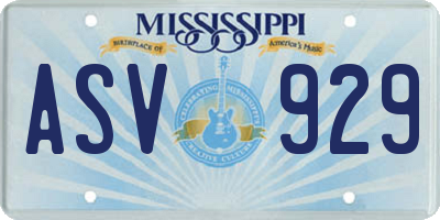 MS license plate ASV929