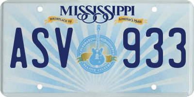 MS license plate ASV933