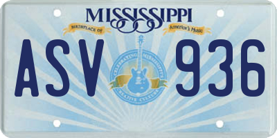 MS license plate ASV936