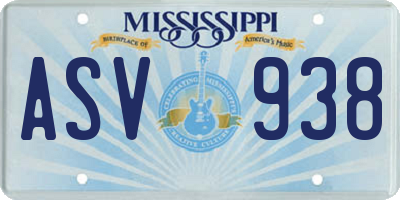 MS license plate ASV938