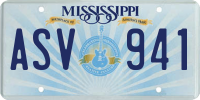 MS license plate ASV941