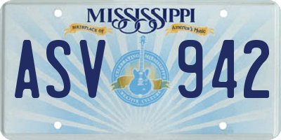 MS license plate ASV942