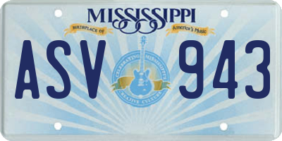 MS license plate ASV943