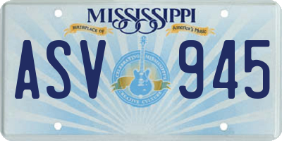 MS license plate ASV945