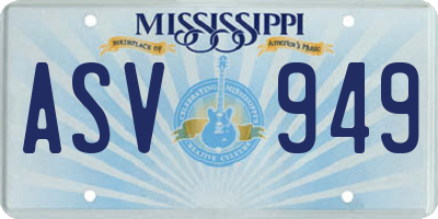 MS license plate ASV949