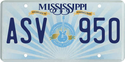 MS license plate ASV950