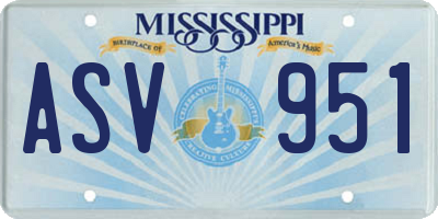 MS license plate ASV951