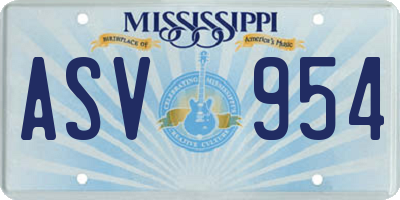 MS license plate ASV954