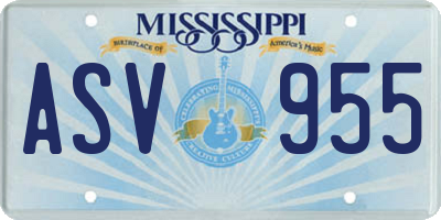 MS license plate ASV955