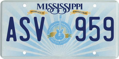 MS license plate ASV959