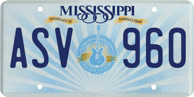 MS license plate ASV960