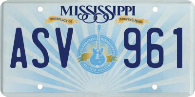MS license plate ASV961
