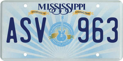 MS license plate ASV963