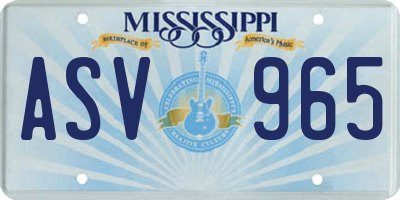 MS license plate ASV965