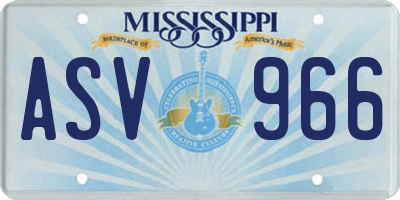 MS license plate ASV966