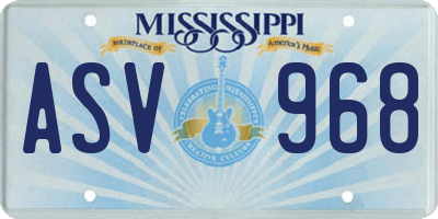 MS license plate ASV968