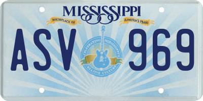 MS license plate ASV969