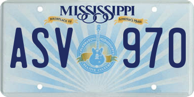 MS license plate ASV970