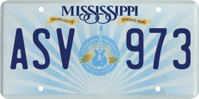 MS license plate ASV973