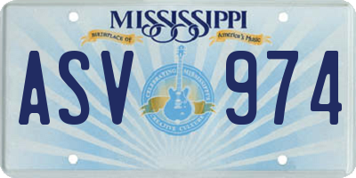 MS license plate ASV974