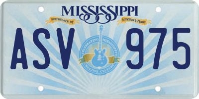 MS license plate ASV975
