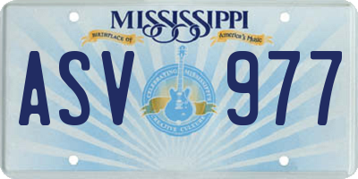 MS license plate ASV977